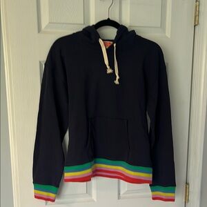 J. Crew navy hoodie with multicolor details